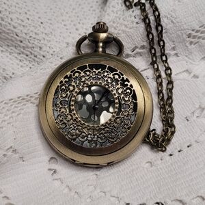 Brass clock necklace